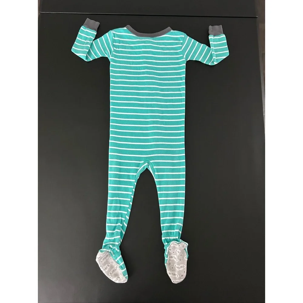 Carters 24M Baby Footed Pajamas 2ct Pirate Ship Nautical Red Teal Cotton 1491